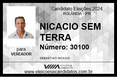 Candidato NICACIO SEM TERRA 2024 - ROLÂNDIA - Eleições