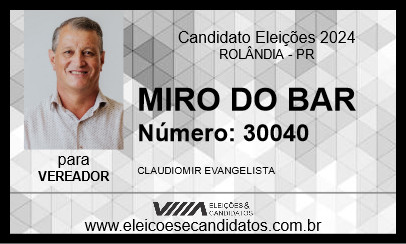 Candidato MIRO DO BAR 2024 - ROLÂNDIA - Eleições