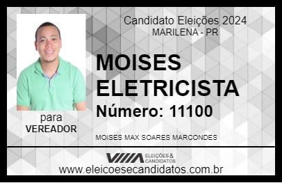 Candidato MOISES ELETRICISTA 2024 - MARILENA - Eleições