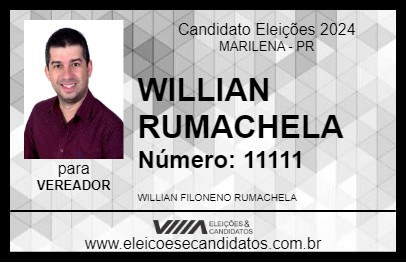 Candidato WILLIAN RUMACHELA 2024 - MARILENA - Eleições