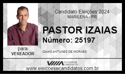 Candidato PASTOR IZAIAS 2024 - MARILENA - Eleições