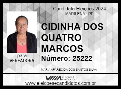 Candidato CIDINHA DOS QUATRO MARCOS 2024 - MARILENA - Eleições