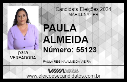 Candidato PAULA ALMEIDA 2024 - MARILENA - Eleições