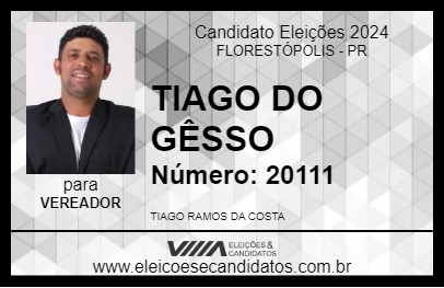 Candidato TIAGO DO GÊSSO 2024 - FLORESTÓPOLIS - Eleições