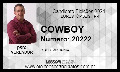 Candidato CLAUDEMIR BARRA 2024 - FLORESTÓPOLIS - Eleições