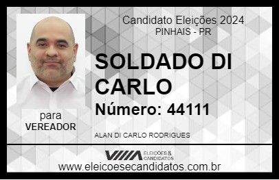 Candidato SOLDADO DI CARLO 2024 - PINHAIS - Eleições