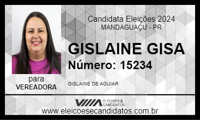 Candidato GISLAINE GISA 2024 - MANDAGUAÇU - Eleições