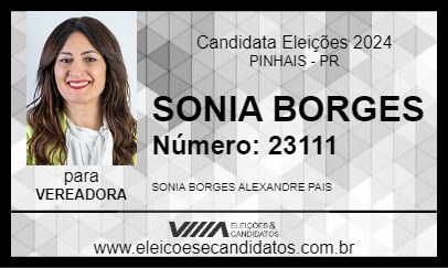 Candidato SONIA BORGES 2024 - PINHAIS - Eleições