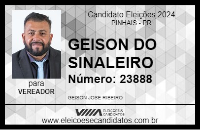 Candidato GEISON DO SINALEIRO 2024 - PINHAIS - Eleições