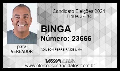 Candidato BINGA 2024 - PINHAIS - Eleições