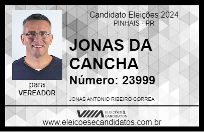 Candidato JONAS DA CANCHA 2024 - PINHAIS - Eleições