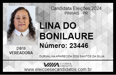 Candidato LINA DO BONILAURE 2024 - PINHAIS - Eleições