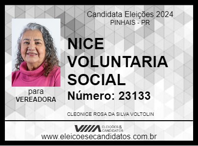 Candidato NICE VOLUNTARIA SOCIAL 2024 - PINHAIS - Eleições