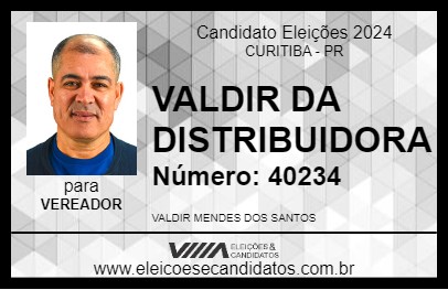 Candidato VALDIR DA DISTRIBUIDORA 2024 - CURITIBA - Eleições