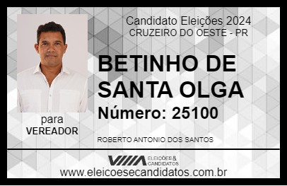 Candidato BETINHO DE SANTA OLGA 2024 - CRUZEIRO DO OESTE - Eleições