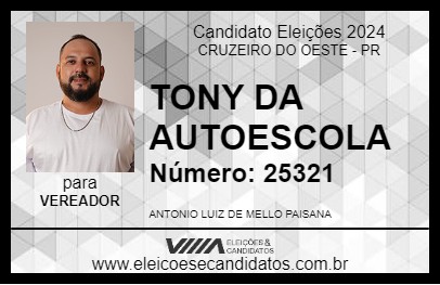 Candidato TONY DA AUTOESCOLA 2024 - CRUZEIRO DO OESTE - Eleições