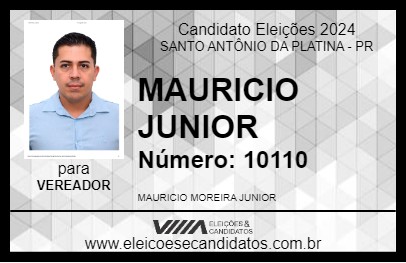 Candidato MAURICIO JUNIOR 2024 - SANTO ANTÔNIO DA PLATINA - Eleições