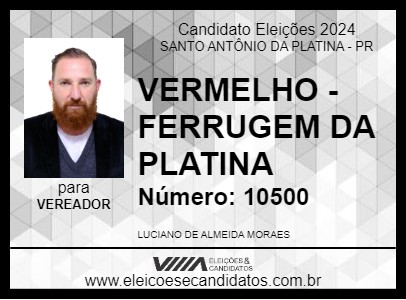 Candidato VERMELHO - FERRUGEM DA PLATINA 2024 - SANTO ANTÔNIO DA PLATINA - Eleições