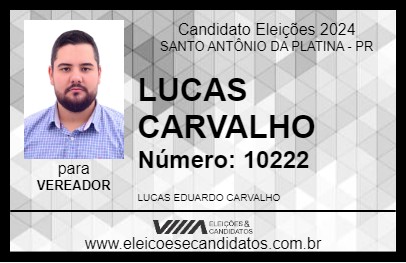 Candidato LUCAS CARVALHO 2024 - SANTO ANTÔNIO DA PLATINA - Eleições