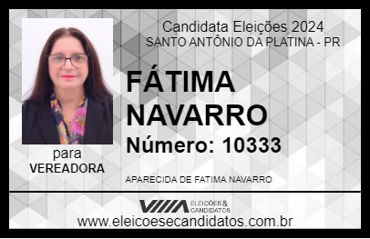 Candidato FÁTIMA NAVARRO 2024 - SANTO ANTÔNIO DA PLATINA - Eleições