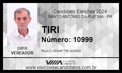 Candidato TIRI 2024 - SANTO ANTÔNIO DA PLATINA - Eleições