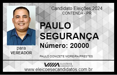 Candidato PAULO SEGURANÇA 2024 - CONTENDA - Eleições