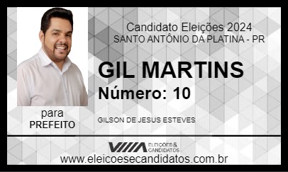 Candidato GIL MARTINS 2024 - SANTO ANTÔNIO DA PLATINA - Eleições