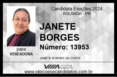 Candidato JANETE BORGES 2024 - ROLÂNDIA - Eleições