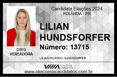 Candidato LILIAN HUNDSFORFER 2024 - ROLÂNDIA - Eleições