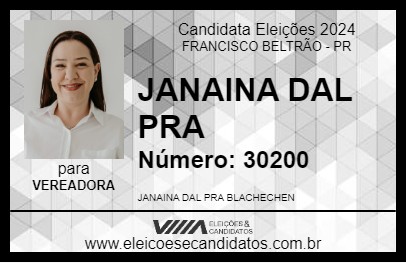 Candidato JANAINA DAL PRA 2024 - FRANCISCO BELTRÃO - Eleições