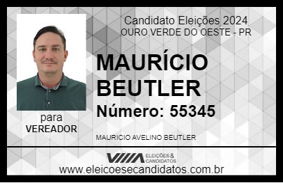 Candidato MAURÍCIO BEUTLER 2024 - OURO VERDE DO OESTE - Eleições