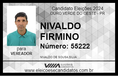 Candidato NIVALDO FIRMINO 2024 - OURO VERDE DO OESTE - Eleições