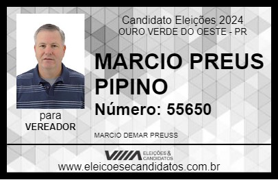 Candidato MARCIO PREUSS - PIPINO 2024 - OURO VERDE DO OESTE - Eleições