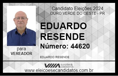 Candidato EDUARDO RESENDE 2024 - OURO VERDE DO OESTE - Eleições