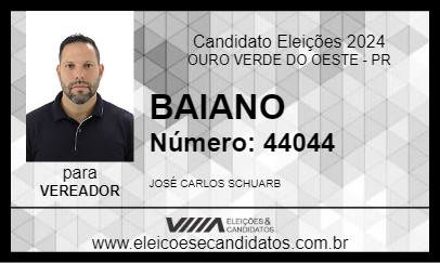 Candidato BAIANO 2024 - OURO VERDE DO OESTE - Eleições