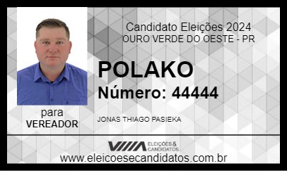 Candidato POLAKO 2024 - OURO VERDE DO OESTE - Eleições