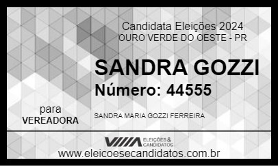 Candidato SANDRA GOZZI 2024 - OURO VERDE DO OESTE - Eleições