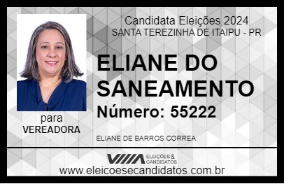 Candidato ELIANE DO SANEAMENTO 2024 - SANTA TEREZINHA DE ITAIPU - Eleições