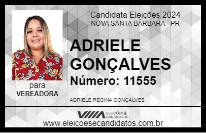 Candidato ADRIELE GONÇALVES 2024 - NOVA SANTA BÁRBARA - Eleições