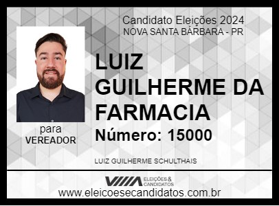 Candidato LUIZ GUILHERME DA FARMACIA 2024 - NOVA SANTA BÁRBARA - Eleições