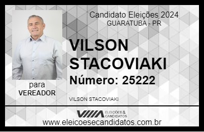 Candidato VILSON STACOVIAKI 2024 - GUARATUBA - Eleições