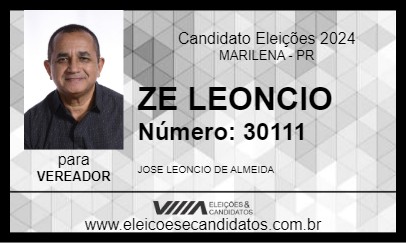 Candidato ZE LEONCIO 2024 - MARILENA - Eleições