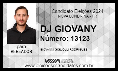 Candidato DJ GIOVANY 2024 - NOVA LONDRINA - Eleições