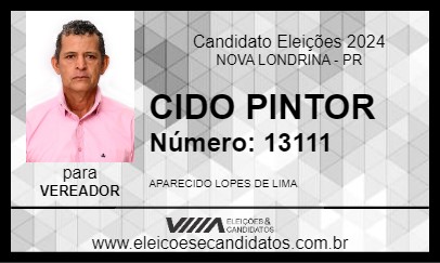 Candidato CIDO PINTOR 2024 - NOVA LONDRINA - Eleições