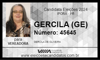 Candidato GERCILA (GE) 2024 - IPORÃ - Eleições