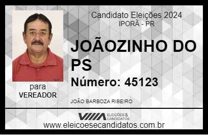 Candidato JOÃOZINHO DO PS 2024 - IPORÃ - Eleições