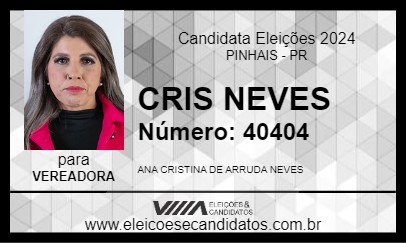 Candidato CRIS NEVES 2024 - PINHAIS - Eleições