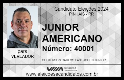 Candidato JUNIOR AMERICANO 2024 - PINHAIS - Eleições