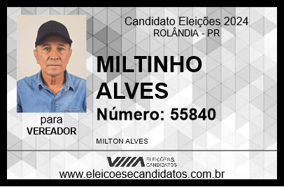 Candidato MILTINHO ALVES 2024 - ROLÂNDIA - Eleições