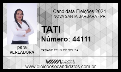 Candidato TATI 2024 - NOVA SANTA BÁRBARA - Eleições